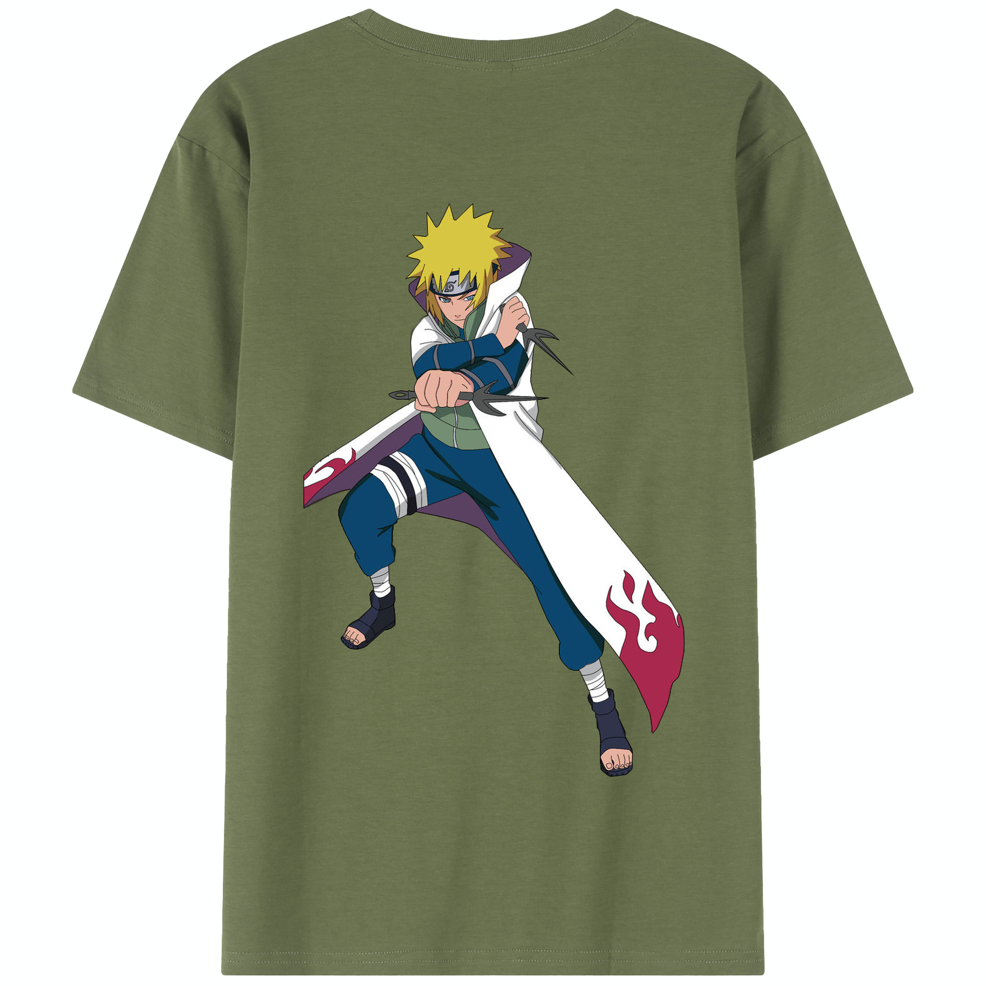 （画像用） NARUTO -ナルト- 波風 ミナト Namikaze Minato 綿100％半袖Tシャツ（背面プリント）